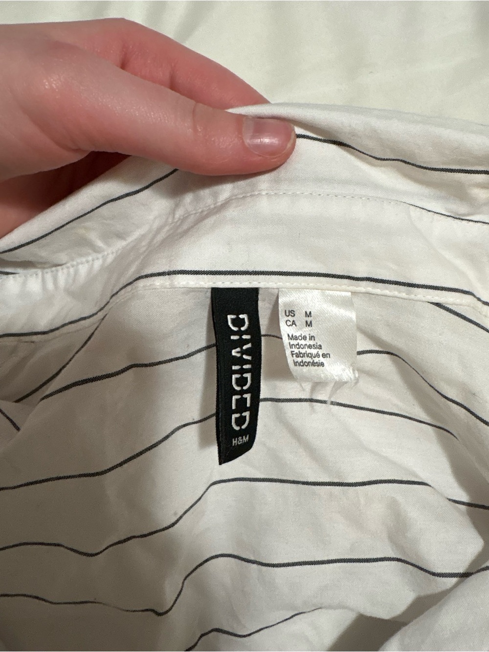 Divided by H&M White Button-Down Shirt with Black Stripes
